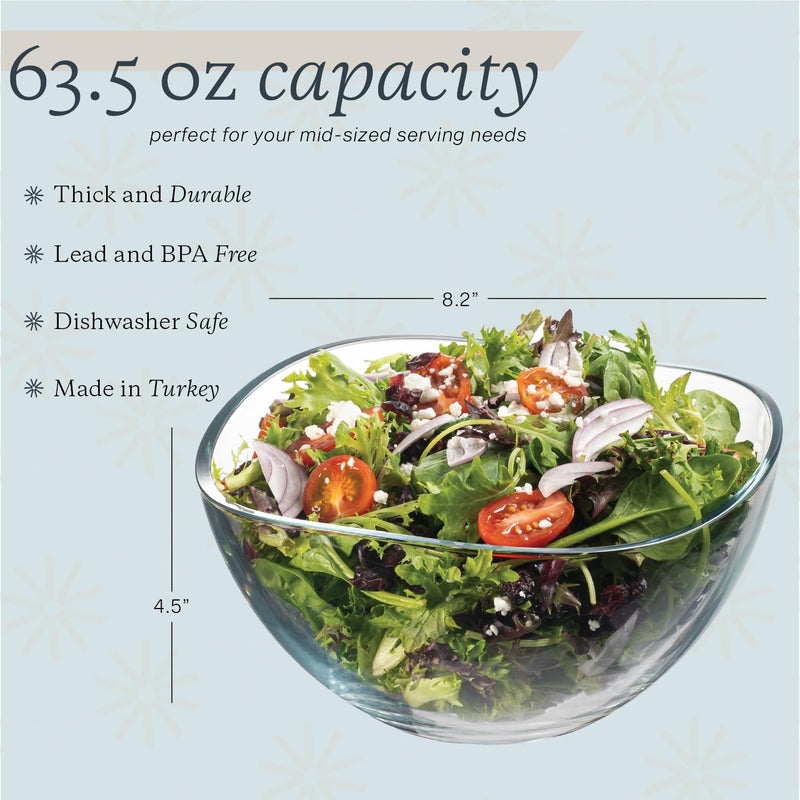 Vikko Serving Bowls, 63.5 Ounce Large Salad Bowls for Parties and Every Day, Beautiful Wavy Designed Serving Bowl for Entertaining, Elegant Big Bowl For Salads, Pasta, Fruit, Microwave and Dishwasher Safe - Image 2